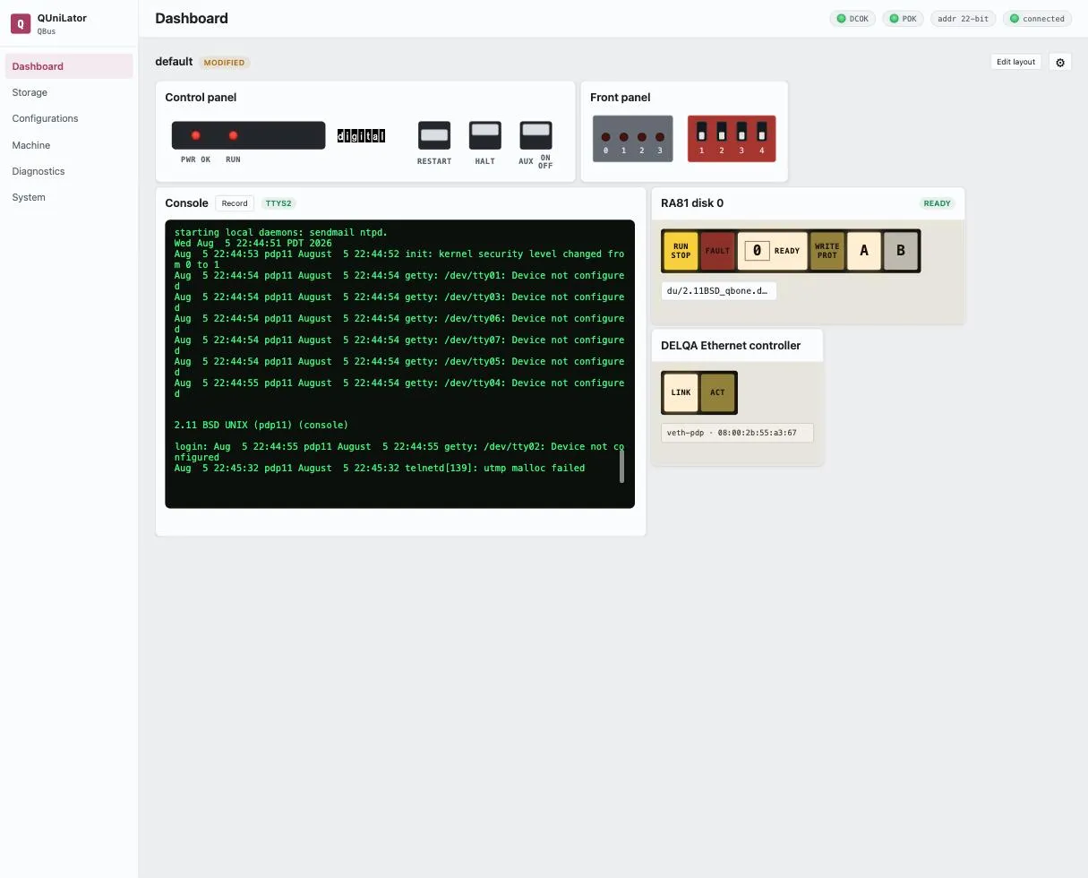 2.11BSD multi-user, with the RA81 and DELQA widgets