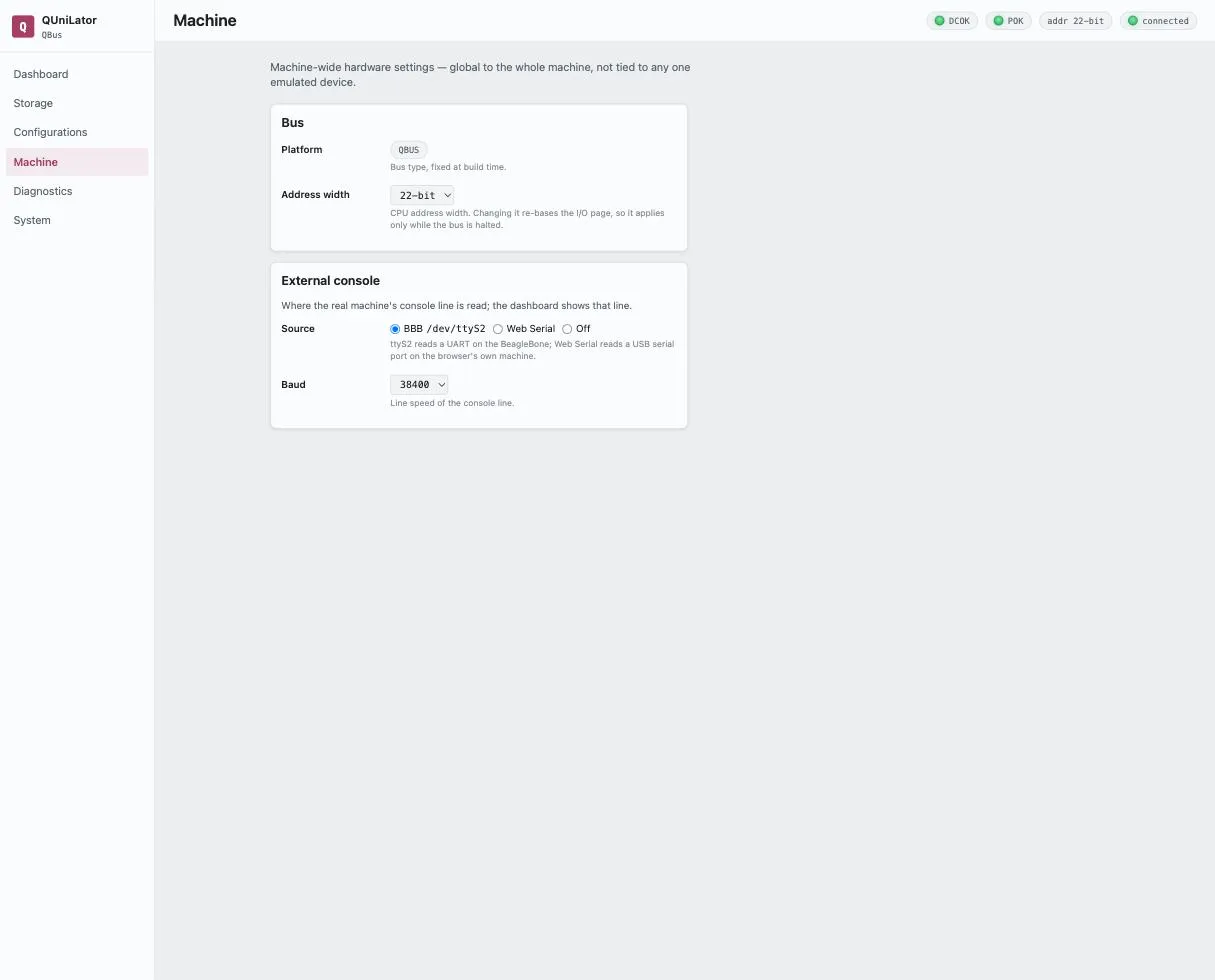 Machine-wide settings