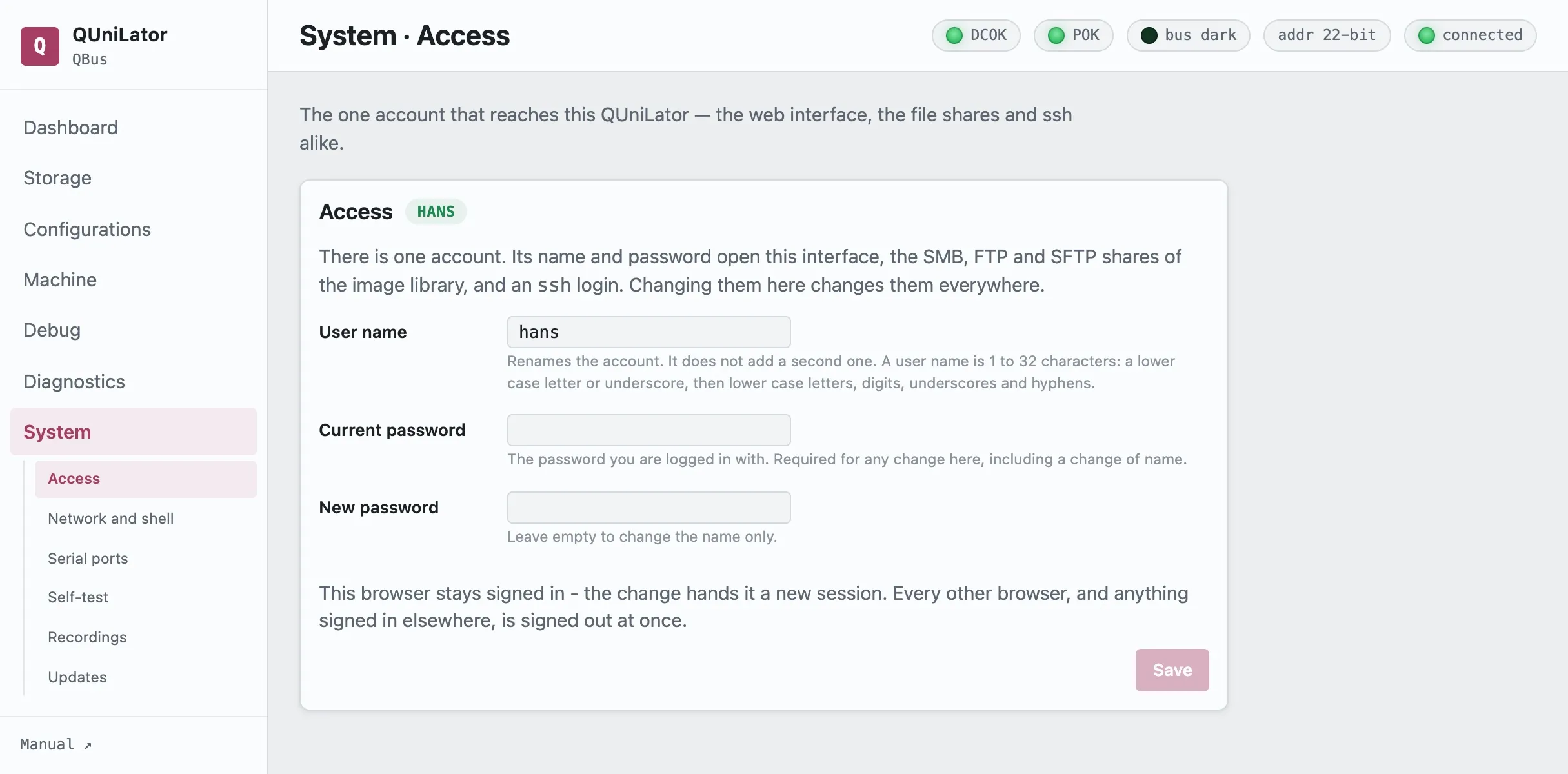 The system page